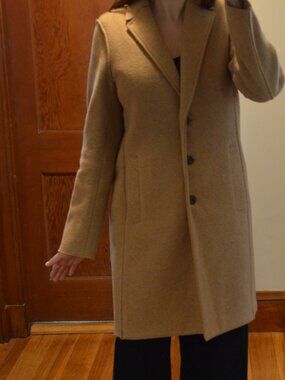 J Crew Wool Mid Length Coat in Camel Size 6